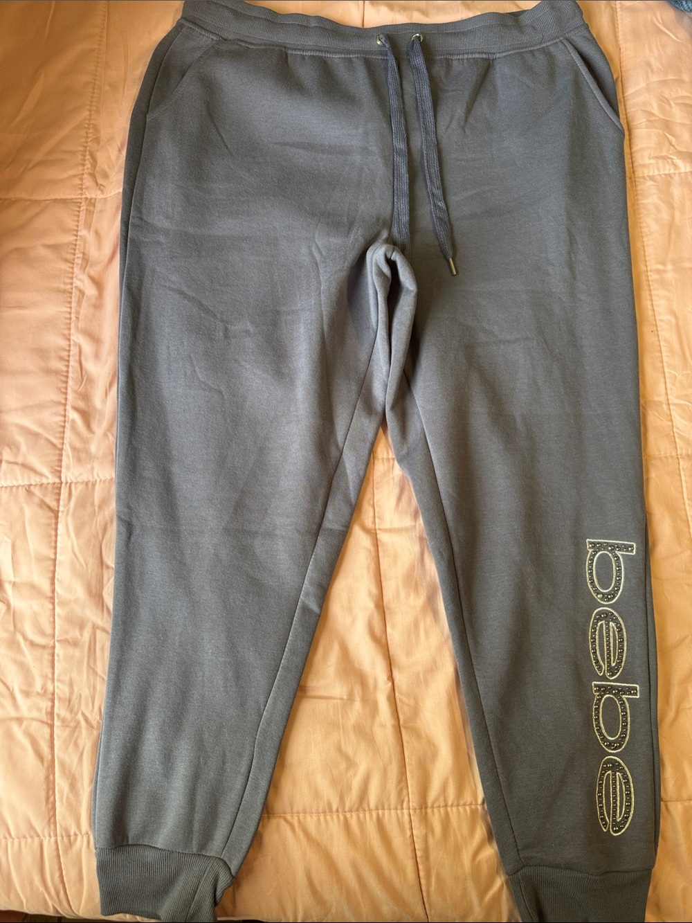 bebe Charcoal Gray Logo Jogger Sweatpants - Picture 1 of 3